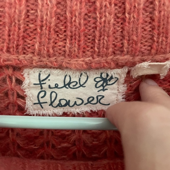 Anthropologie Field Flower Coral Knit Wool Blend Sweater Size XL - Picture 3 of 8